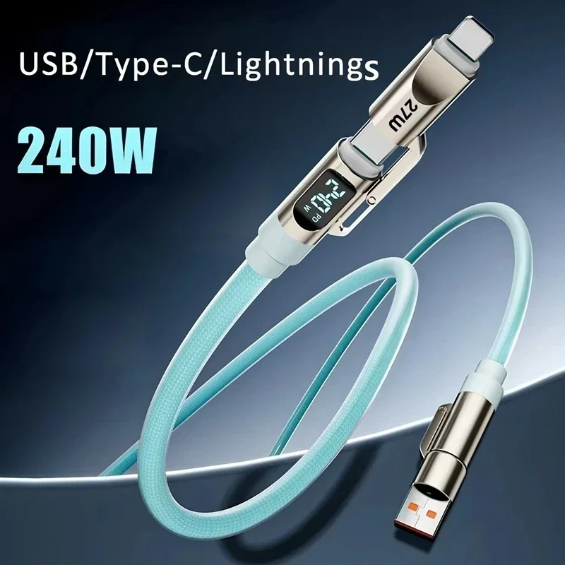 240W Super Fast Charging 4-IN-1 Charging Cable 2 To 2 Multi-Interface Data Cable USB Universal PD For iPhone Samsung Xiaomi 2026