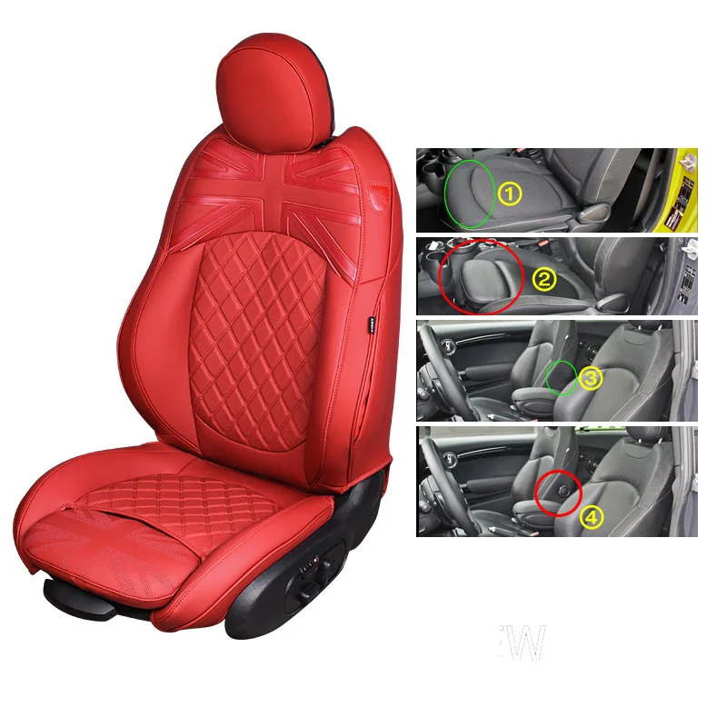 Custom Auto Stoelhoezen Kussen Bescherming Pad Voor Mini Cooper F55 5 Deuren F56 Hatchback F57 Covertrekken 2023 2022 2021 2020 2019