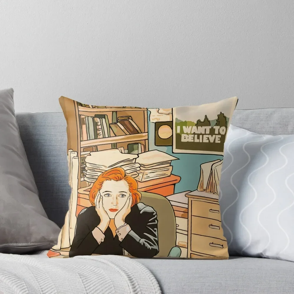 The skeptical Dana Scully in the Mulder s office The X Files Throw Pillow Cushions sleeping pillows Pillow