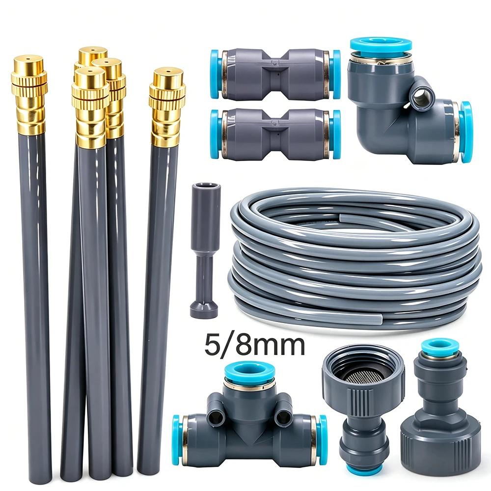Raccord rapide pour tuyau d'arrosage OD-8mm, raccords pour tube PE 5/16", pour tuyau de 5/8mm, système d'irrigation de jardin, joint, raccord en T, coudé, bouchon, buse