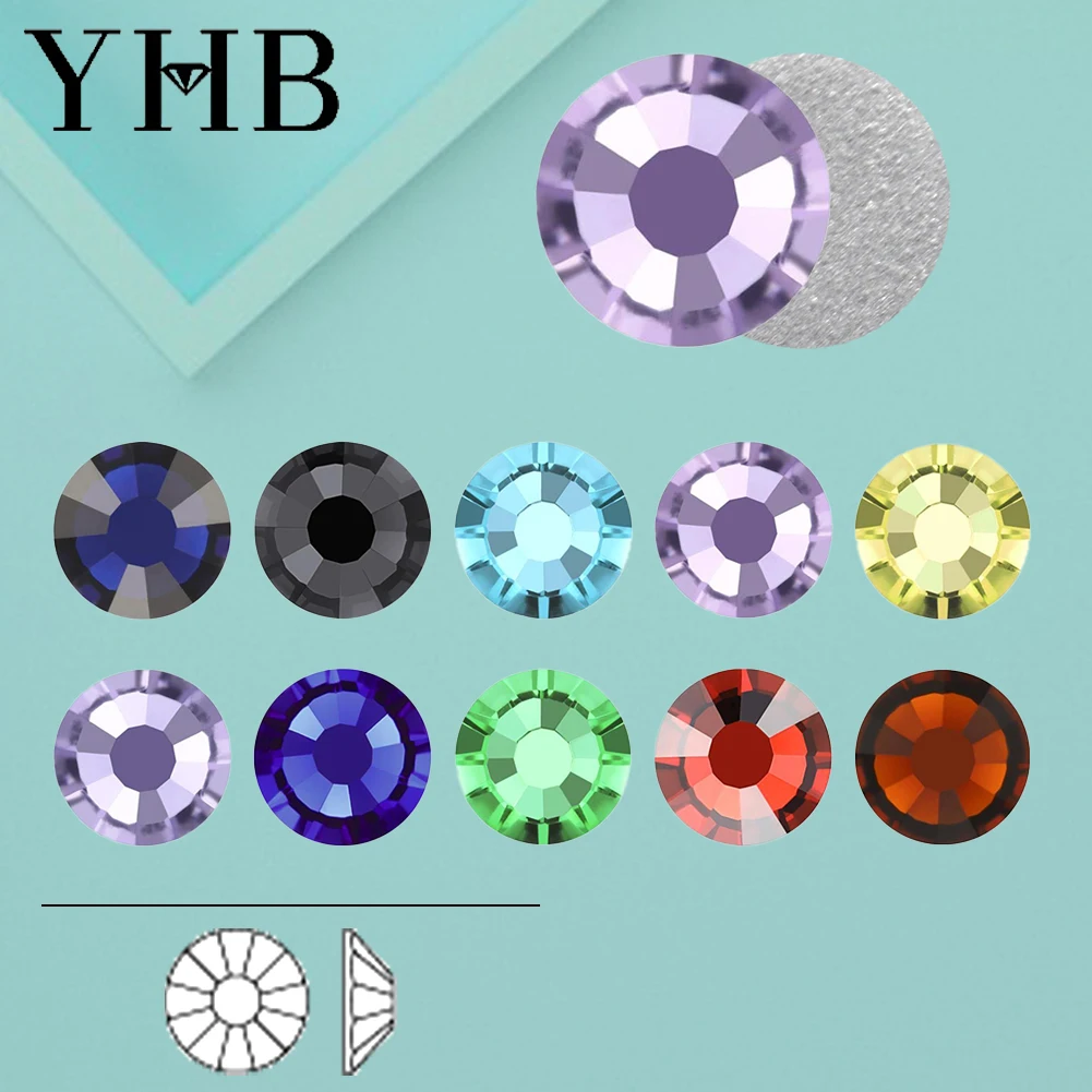 YHB 134-174 Glitter Cold Fixation Flat Back Non-Hotfix Rhinestone For Bags Nails Fabric Garment Decoration Jewelry Accessories