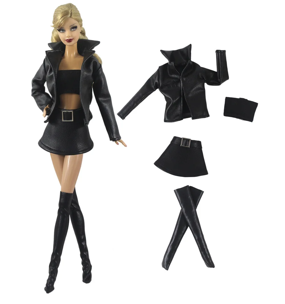 Fashion Suede  Leather Outfit Set for 30cm BJD Barbie Blyth 1/6 MH CD FR SD Kurhn Doll Clothes Girl Figure Toy Accessories