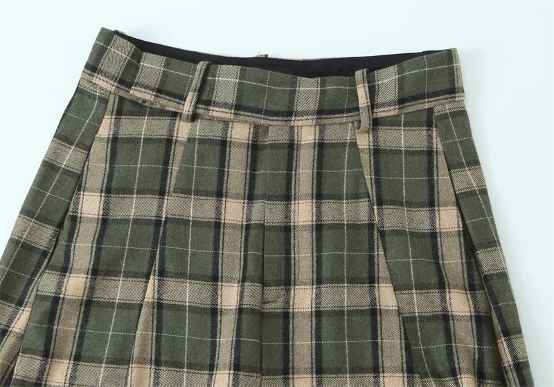 กางเกงขายาวผู้หญิง 2025 ฤดูใบไม้ร่วง สไตล์ใหม่ สีเขียวและเหลือง ลายตารางสีตัด กางเกงขากว้าง ลำลอง แฟชั่น สดใสและมีเอกลักษณ์