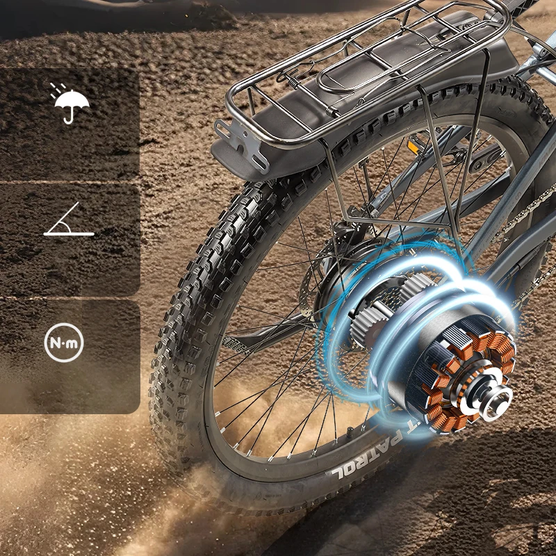 2026 KIMDYMA K02 Elektrofahrrad 27,5 Zoll Allterrain-Reifen 70-80KM Reichweite 25KM/h Geschwindigkeit 48V20AH Abnehmbarer Akku 9-Gang E-Bike – Detail 15