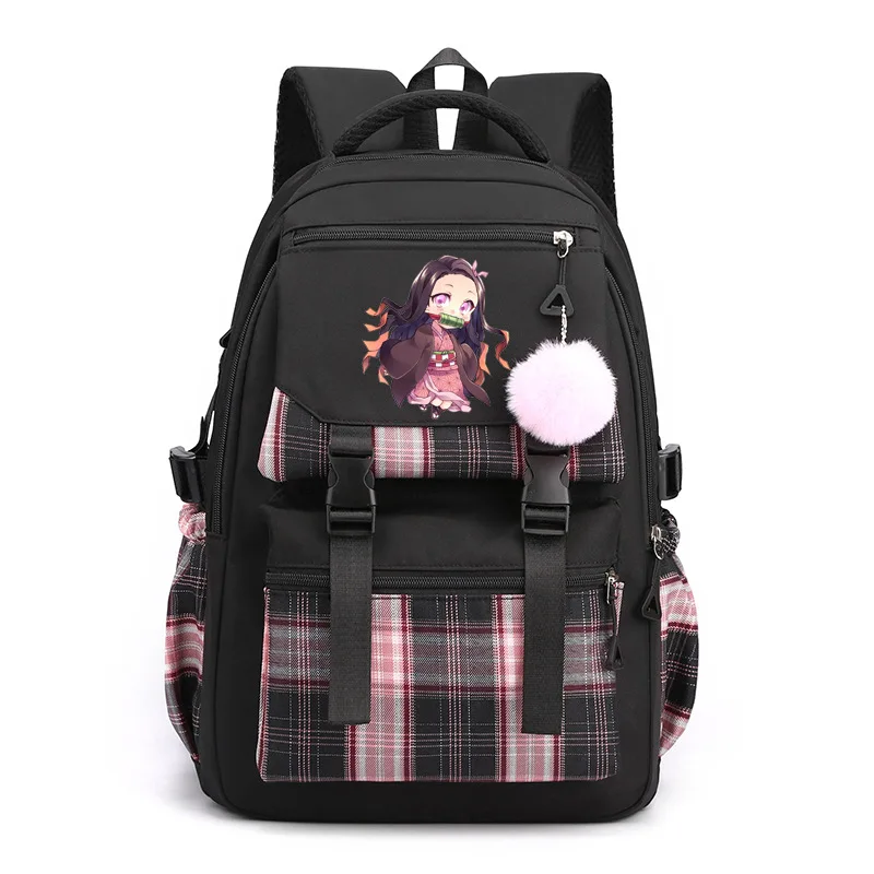 Anime demon slayer mochila para menina menino anime impresso bookbag adolescente crianças bookbag saco de lazer feminino estudante