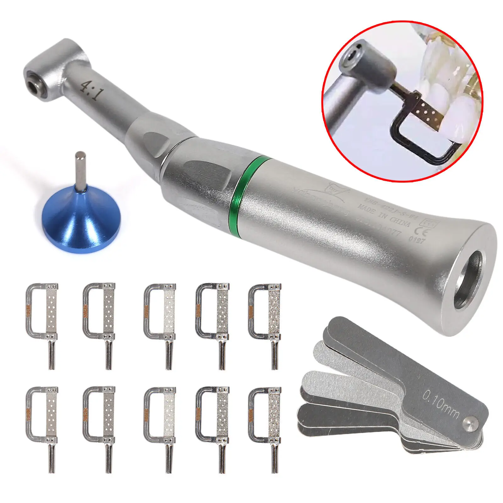 Orthodontic Dental 4:1 Contra Angle Reciprocating Stripping IPR KIT Handpiece