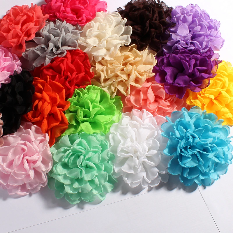 

5PCS 4inch 10CM Vintage Burn Chiffon Flowers For Children Hair Clips Accessories Artificial Fabric Flowers For Headbands