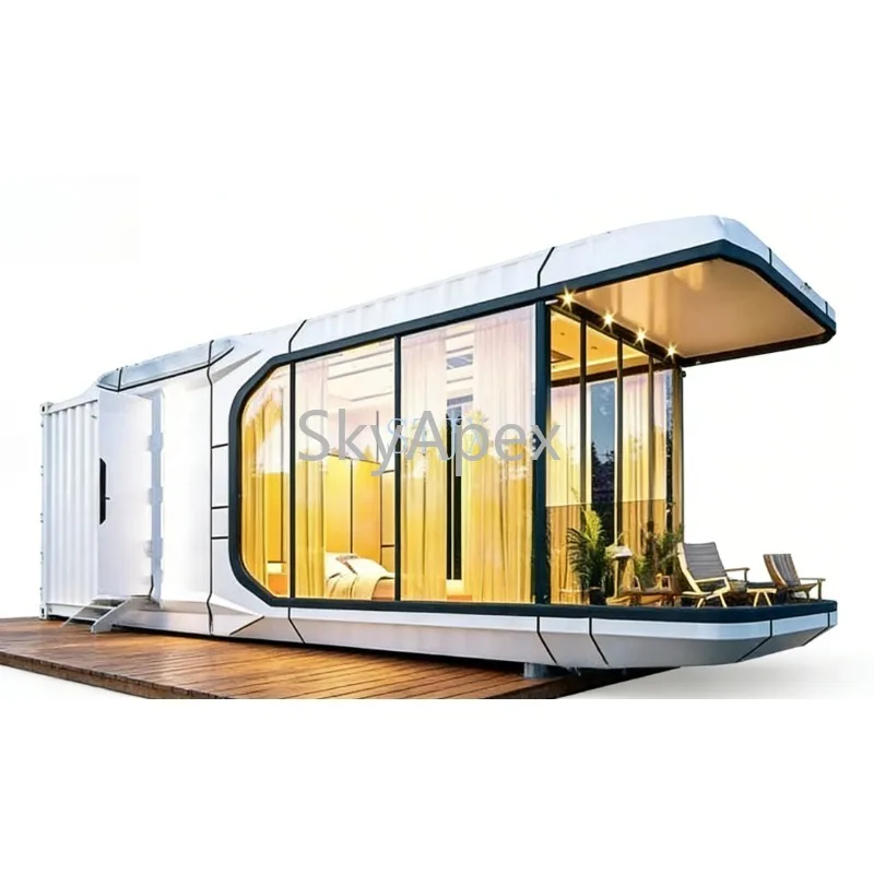 التكنولوجيا الحديثة المنزل الذكي كبسولة البيت الجاهزة الفضاء المقصورة فيلا مكتب مستودع الصلب المجلفن عزل مزدوج