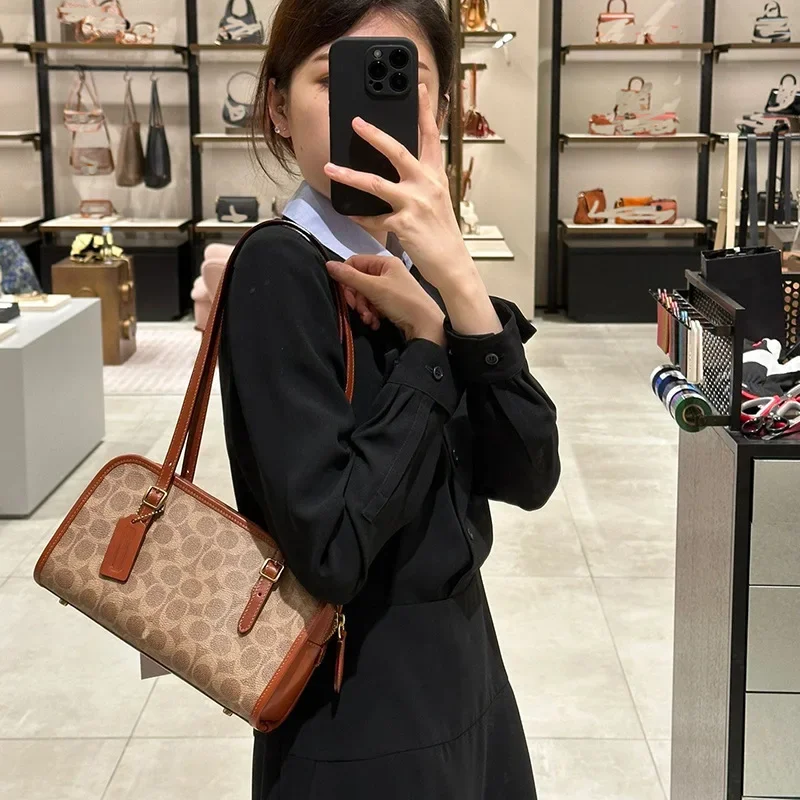 Bolso de mano con cremallera oscilante y logotipo clásico de Olay para mujer, bolso cruzado con flores y revestimiento Vintage europeo de China continental