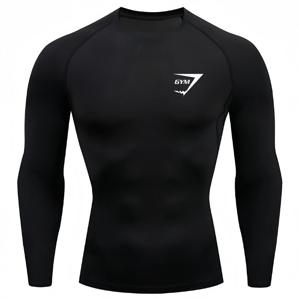 

Gym Compression Shirts Men's Longs Sleeve Running T-shirts Fitness Base Layer Tights T Shirt Male Training MMA Rashguard Tops