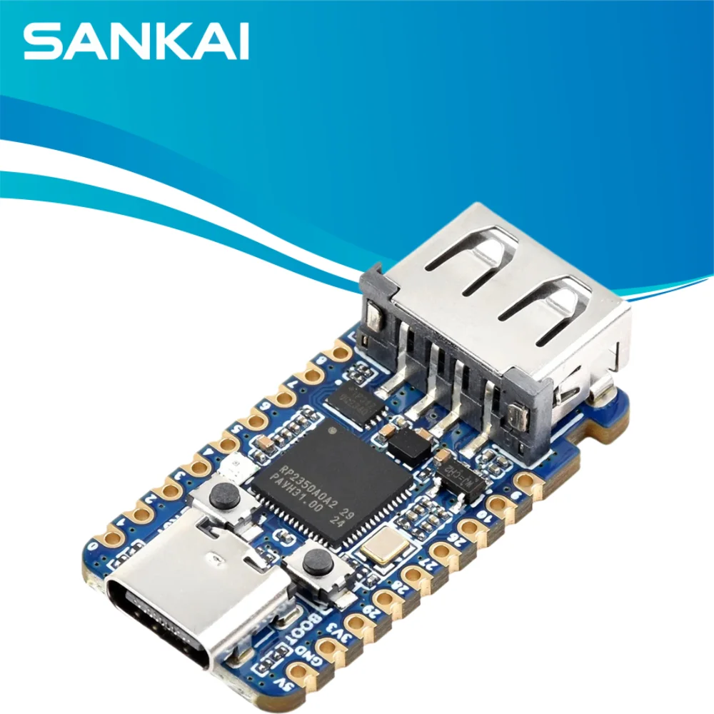 Mini RP2350A Dev Board with USB-A Port, 15 GPIO, Onboard USB Expander for DIY