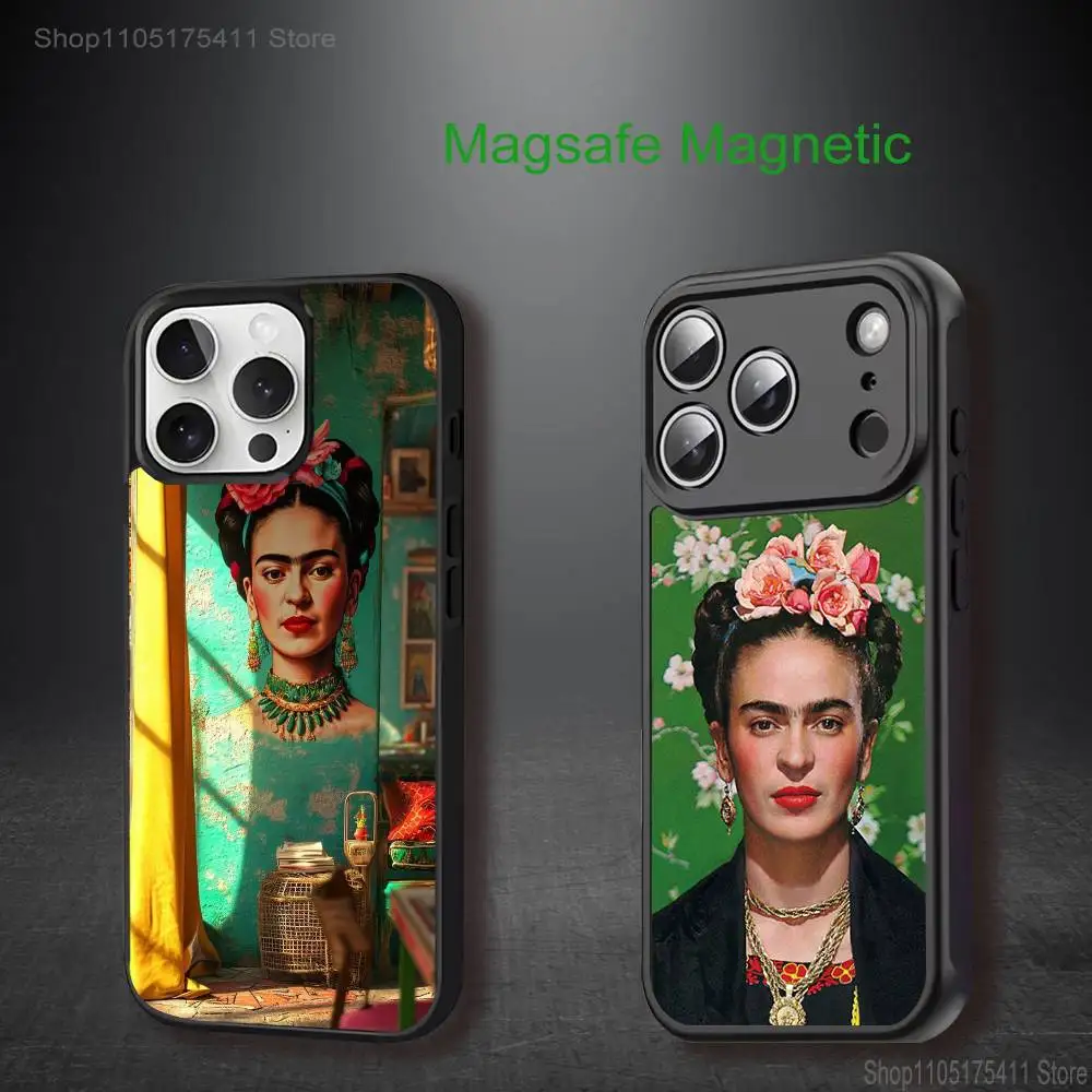 

Fashion F-FridaS-S Kahlo-O Phone Case For iPhone 17,16,15,14,13,12,11,Pro,Max,Plus,Mini,SE4,E Magnetic Magsafe Wireless Charging