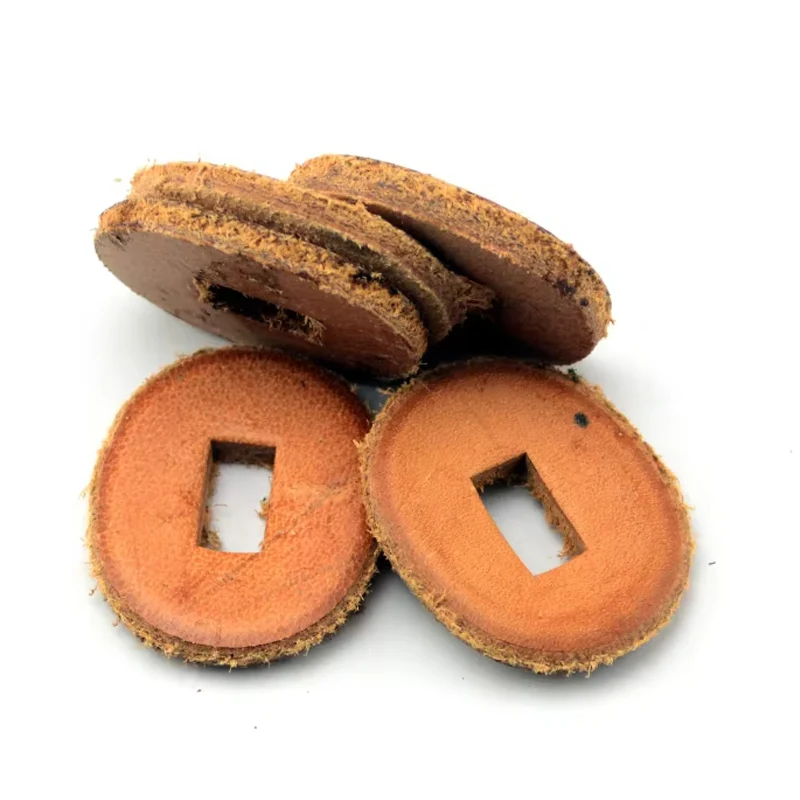 20 pièces/lot bricolage couteau poignée Patch matériel peau de vache en cuir anneaux accessoires peau de vache poignée ronde poignée balances faisant KA-BAR Sabre