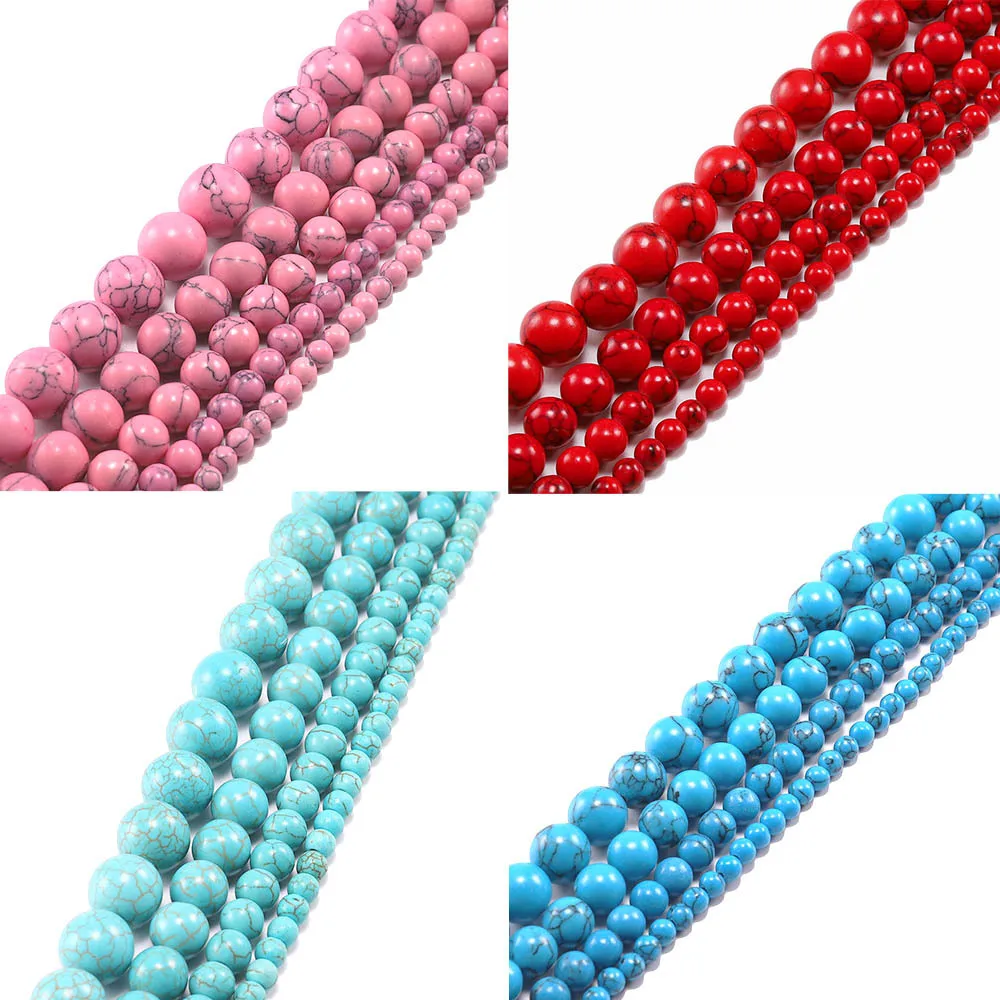 62Pcs Hot Selling Tai Song Stone Blue White Red Powder Four Color Loose Bead Jewelry DIY Semi Finished Bead Material Wholesale