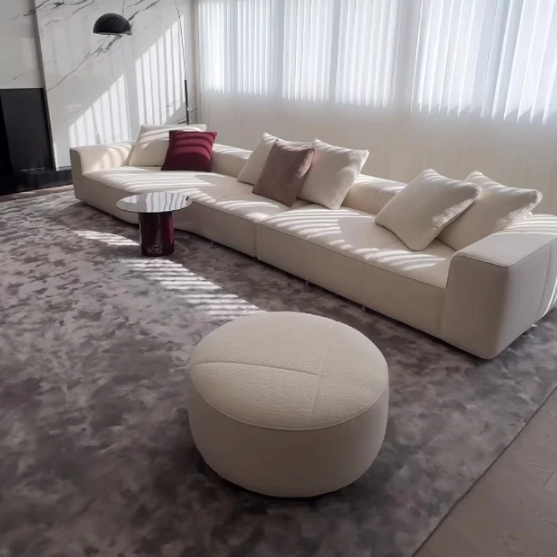 Small apartment villa large flat floor, living room cotton and linen corner sofa S combination