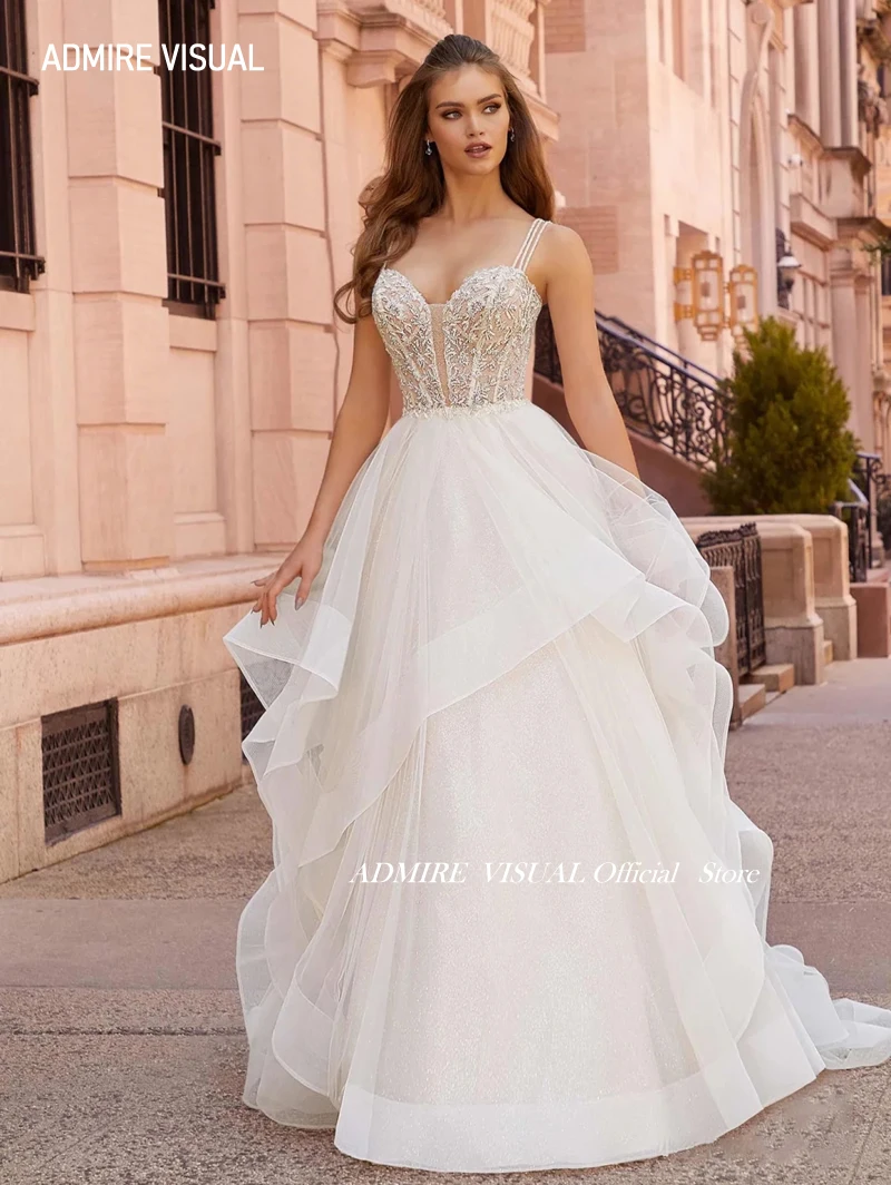 Newest Wedding Dress A-Line For Bride Sweetheart Neckline Sleeveless Chapel Train Custom Made Plus Sizes Vestidos De Novias