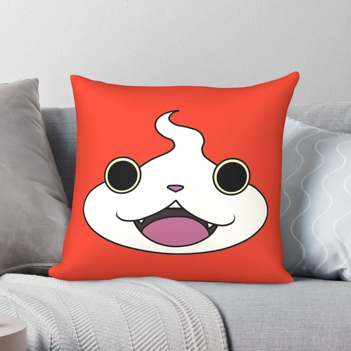 Yo-Kai Watch Jibanyan Pillowcase Polyester Linen Velvet Printed Zip Decor Car Cushion Cover