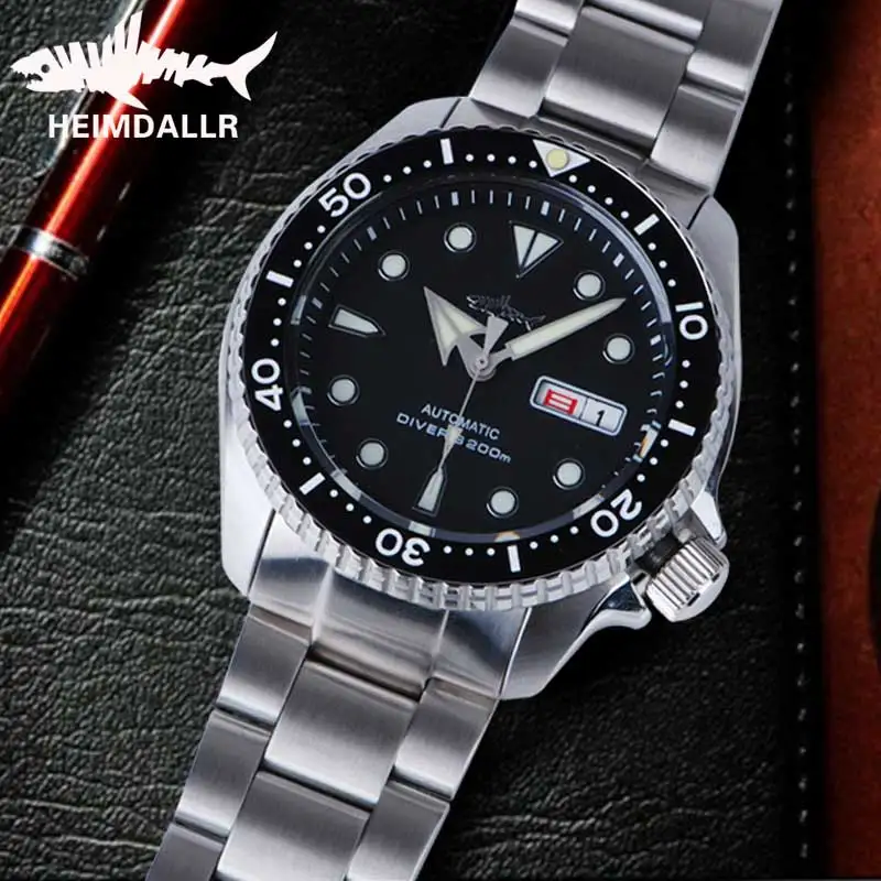 HEIMDALLR SKX007 Mens Diver Watch Sapphire Crystal C3 Luminous 200m Water Resistance NH36A Automatic Movement Mechanical Watches