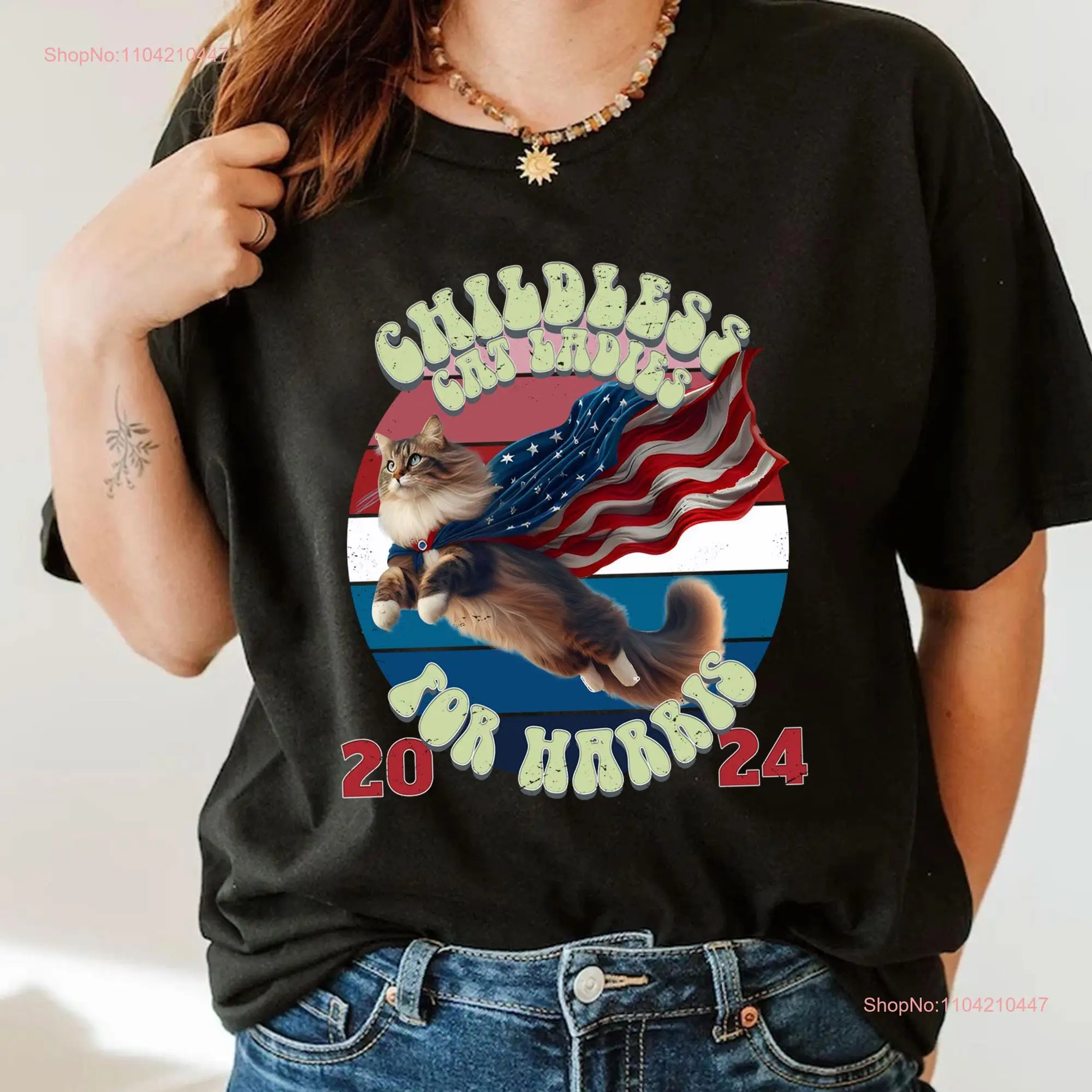 Childless Cat Lady T Shirt Kamala Harris 2024 Presidential Election FeminisT long or short sleeves