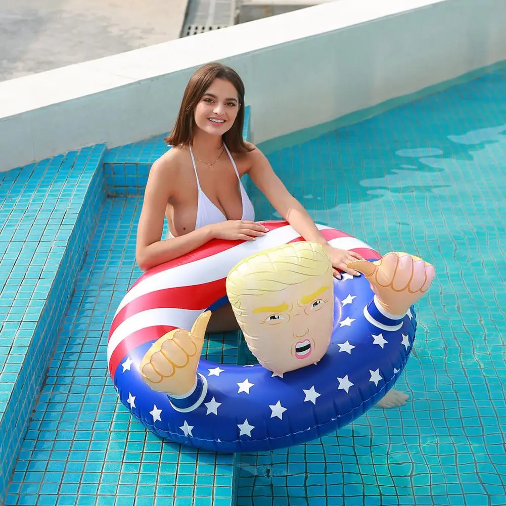 Donald Trump President Swim Ring Inflatable PVC Swimming Ring Thumb-up Cartoon Character Pool Float Ring Summer Party Supplies