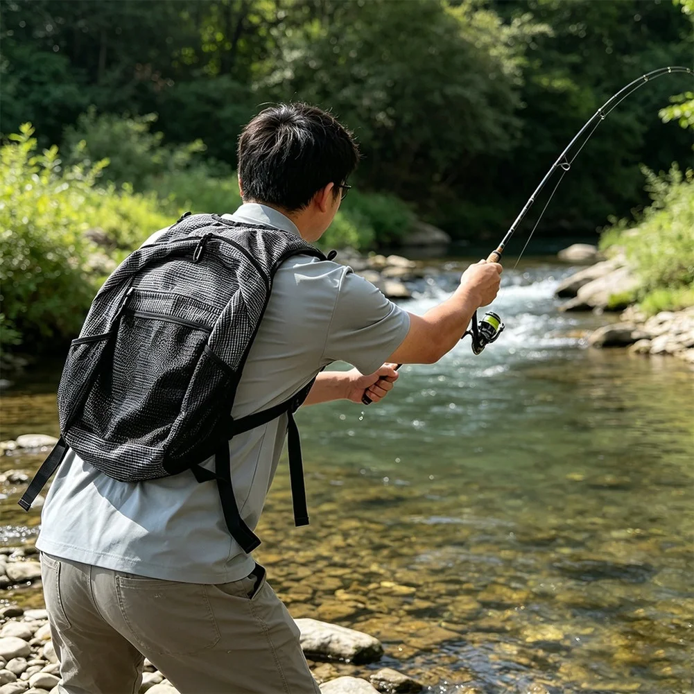 Fly Fishing Vest Built for Durability and Function 10+ Pockets Reinforced Nylon Adjustable Straps 3D Mesh Ventilation view 2
