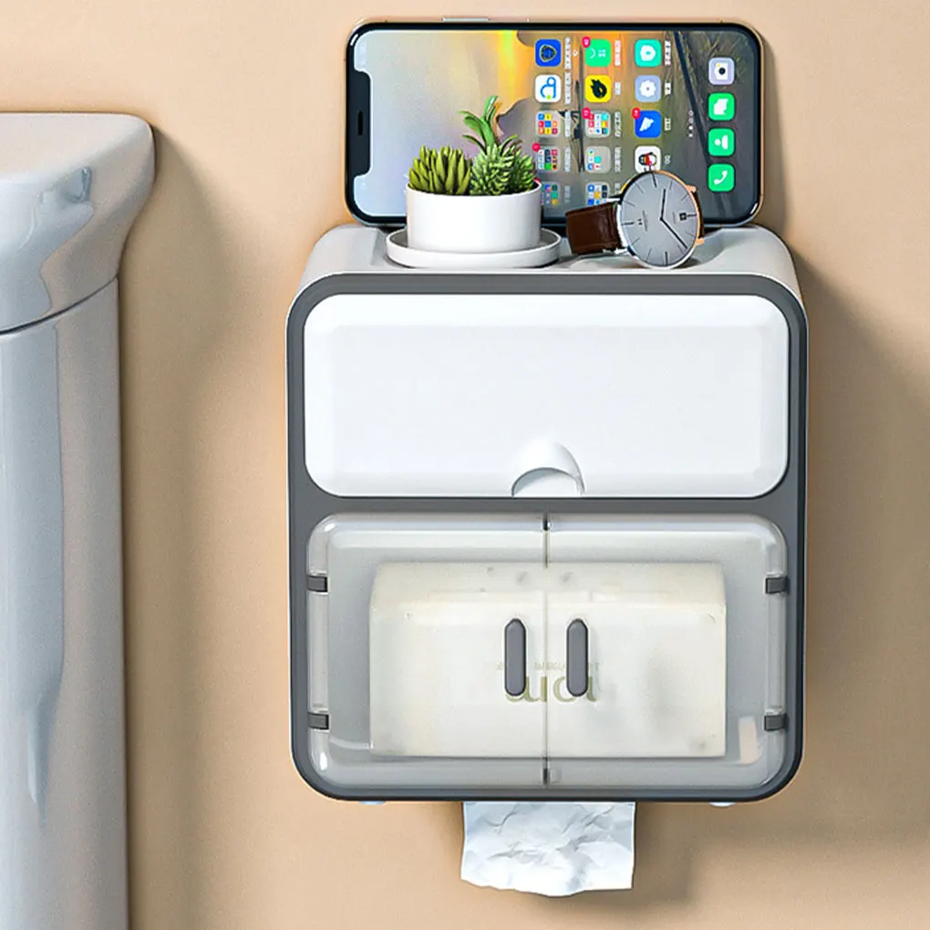 대용량 투명하고 보이는 욕실 보관 상자 투명하고 보입니다. 상자에는 연한 물색이 있습니다.