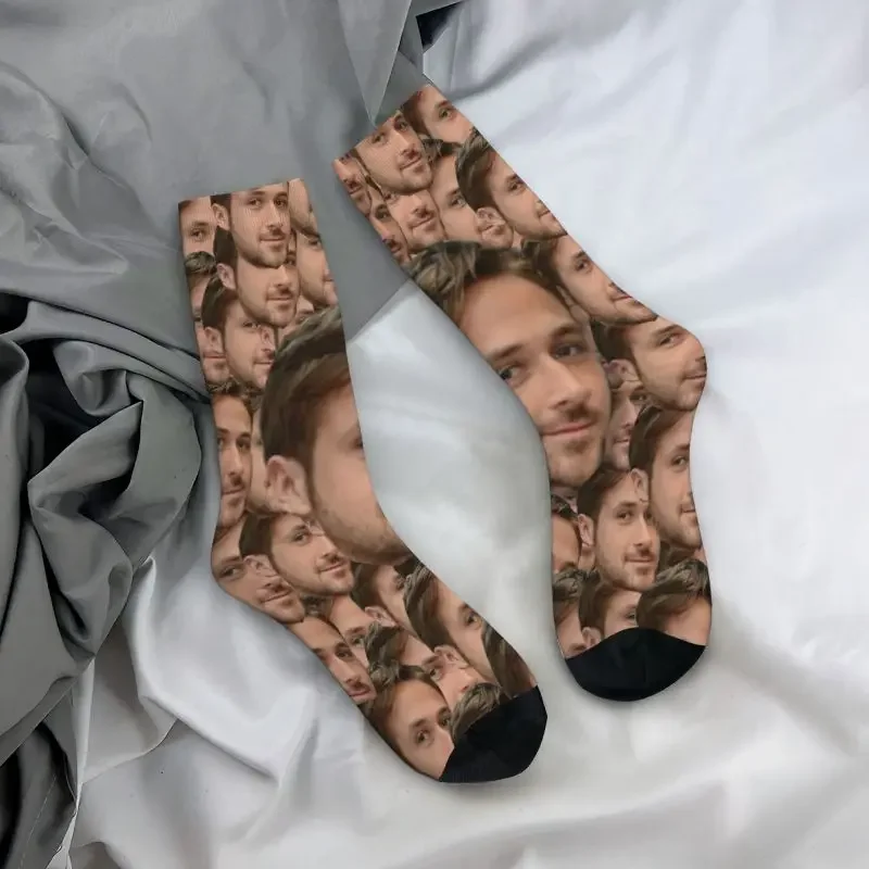 Ryan Gosling Head Collage Men Women Male Crew Socks Unisex Cool Spring Summer Autumn Winter Dress Sock