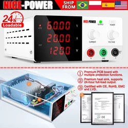 Nice-Power Switching DC Lab Power Supply Laboratory Adjustable 30V 30A 60V 10A 20A 60A ,450W-1200W Current Voltage Regulator