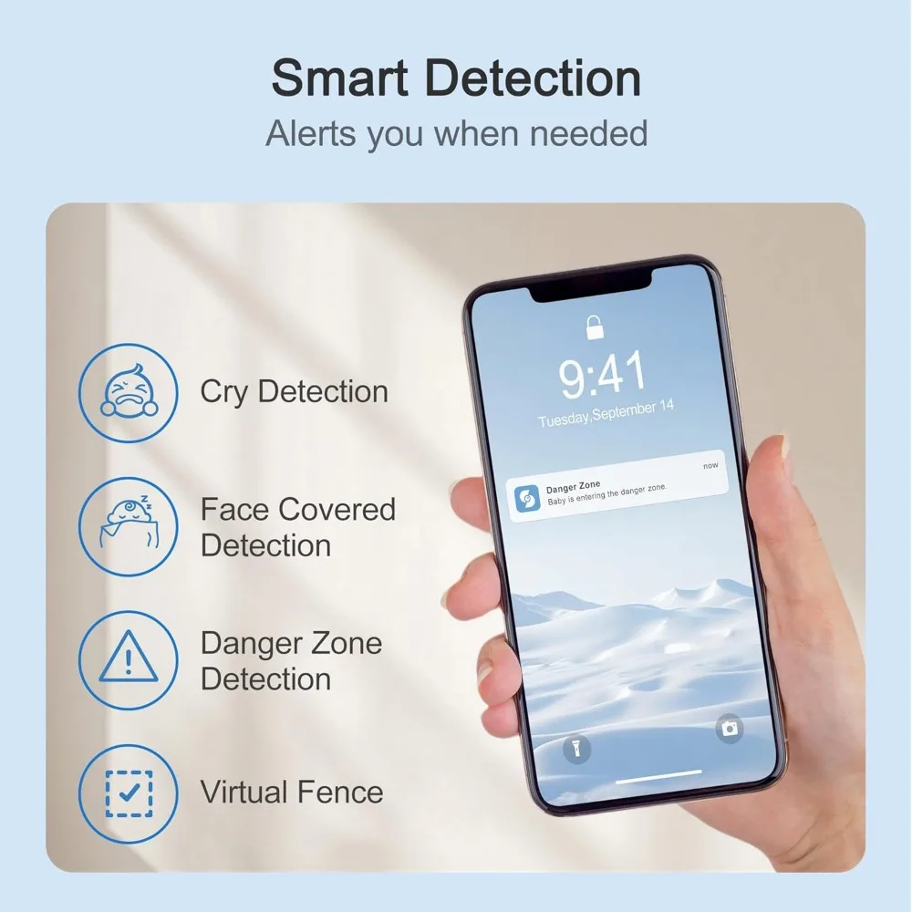 Video Baby Monitor with 2× 4MP Camera, 7" HD Touch Screen WiFi Smart Audio Monitor, 6X Optical Quality Zoom, App Remote Access,