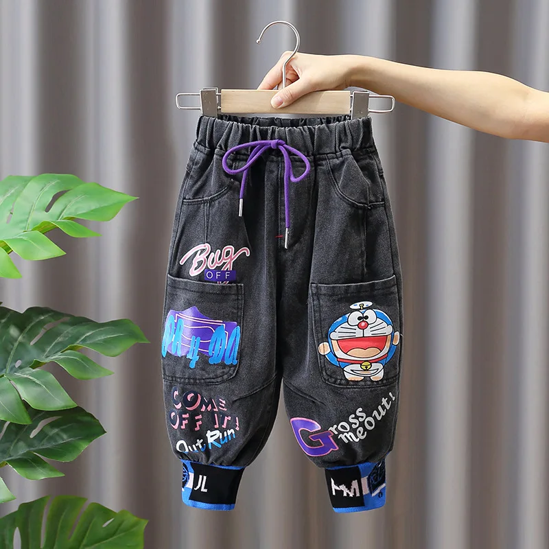 Boys Casual Jeans Trousers Spring Autumn Boys Denim Pants Kids Children Loose Cargo Pants Bottoms Clothing 2-9Years