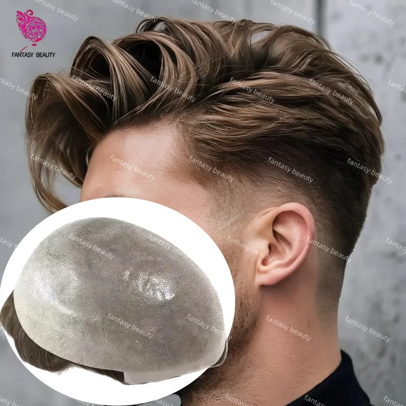 

Мужской парик (тупе) из 100% индийских натуральных волос, тонкая основа из ПУ, плотность 130%, толщина 0.06-0.08 мм, 6 дюймов, система замещения волос