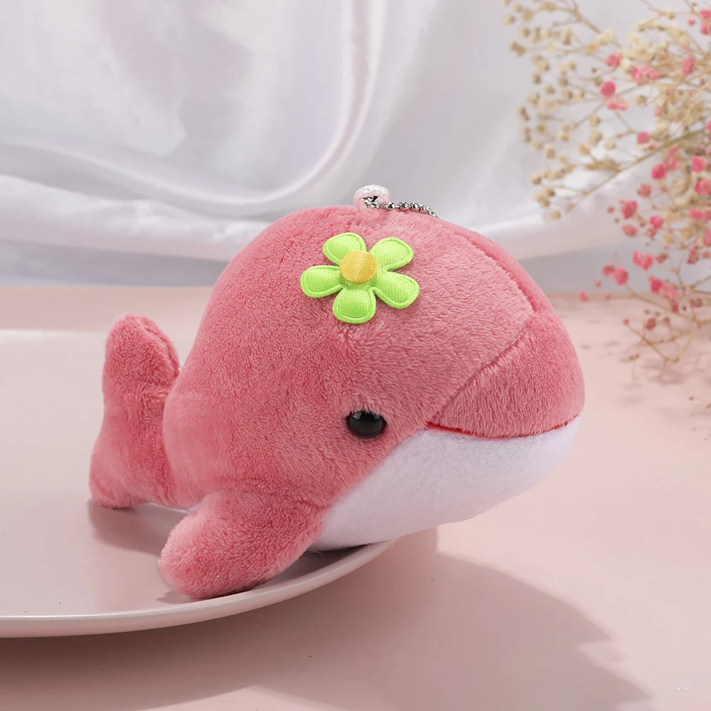 3Pcs/Lot 13CM Cartoon Dolphin Stuffed Plush Doll Toys Kawaii Cute Bag Pendant Girl Key Ring Accessories Birthday Gifts For Kids