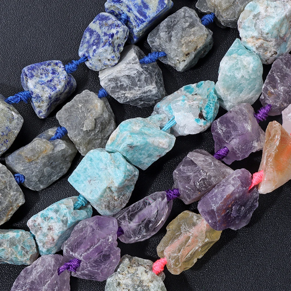 Raw Natural Stone Beads Irregular Freeform Shape Lapis Lazuli Amazonite Quartzs Beads DIY for Jewelry Making Supplies 18-28mm