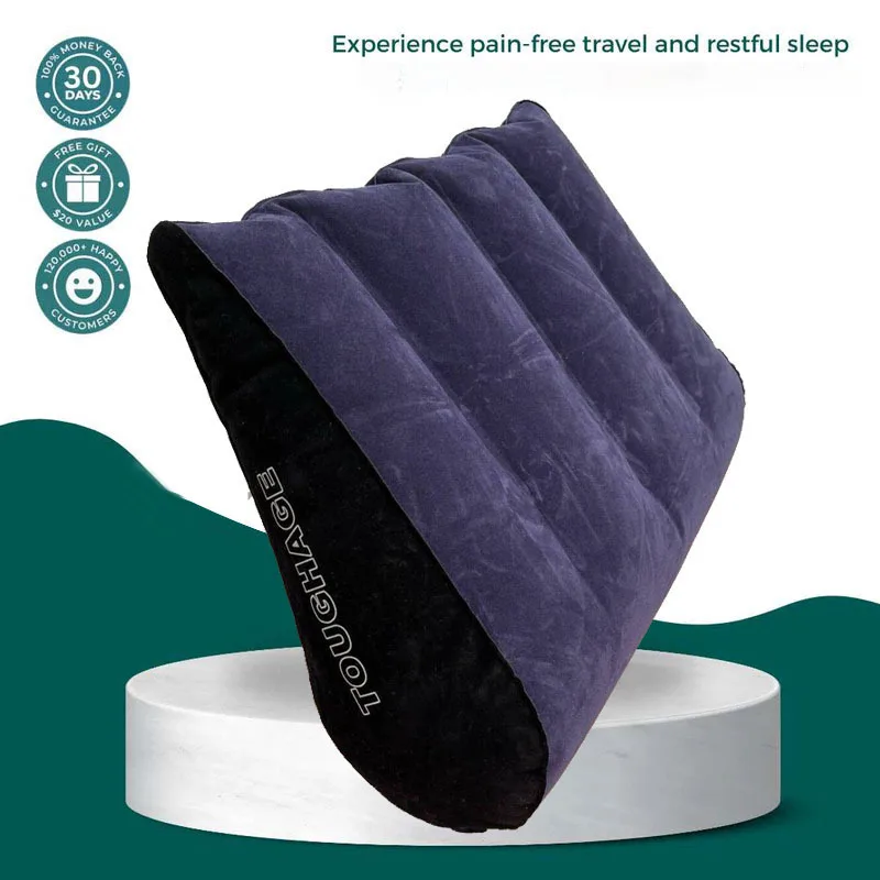 

Neck Pillow Comfort Support Inflatable Triangle Cushion Wedge Backrest Bedside Leg Elevation Travel Air Bolster Flock Furniture