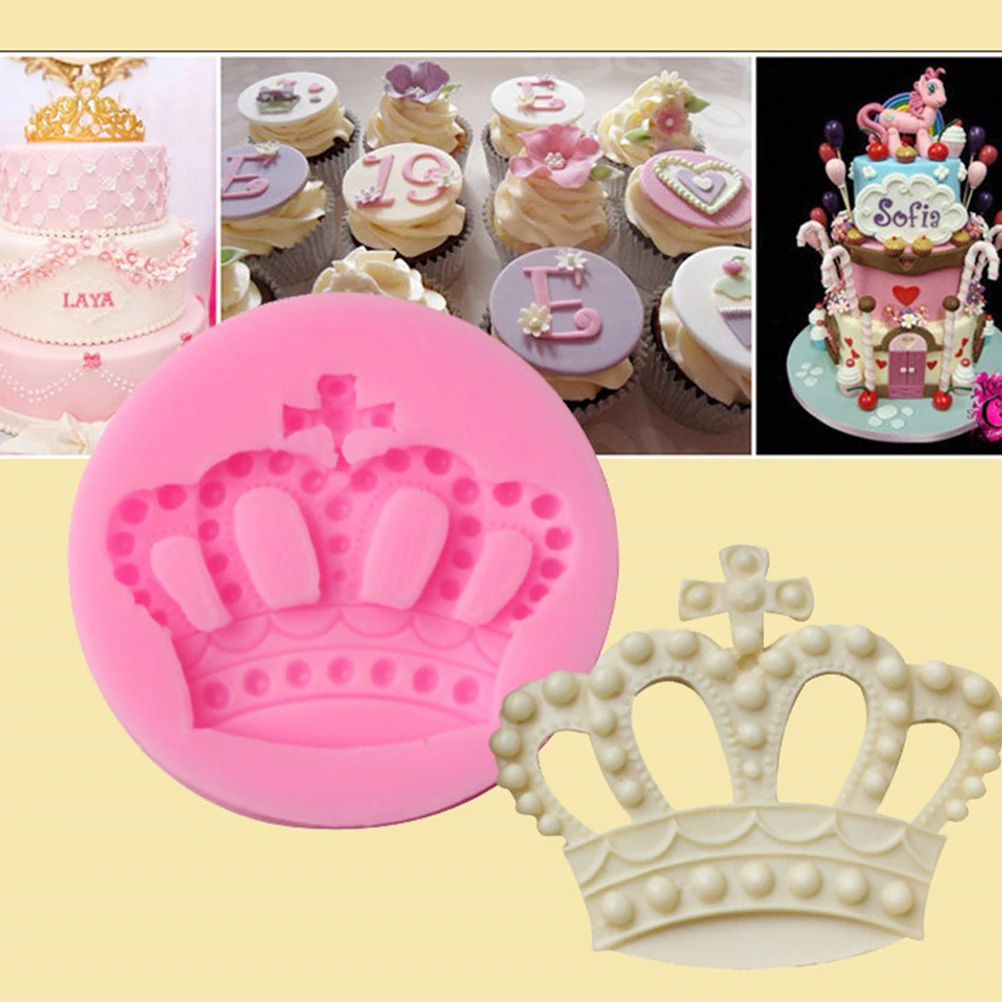 

2 pcs Crown Shaped Silicone Mold Pink Color DIY Baking Chocolate Jelly Pudding Nonstick Reusable Home Professional Cake Soap
