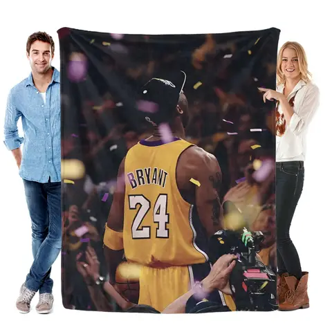 Manta de franela conmemorativa de camiseta Kobe Bryant 24, estampado de estrellas de baloncesto, adecuada para todas las estaciones, adecuada para sofás de dormitorio