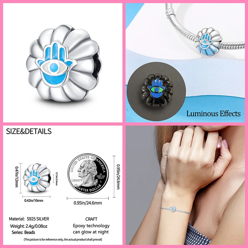 Cuentas luminosas que cambian de Color para mujer, accesorio compatible con Pandora 2023 Original, pulsera de dijes para mujer, joyería artesanal, regalo de lujo, 925