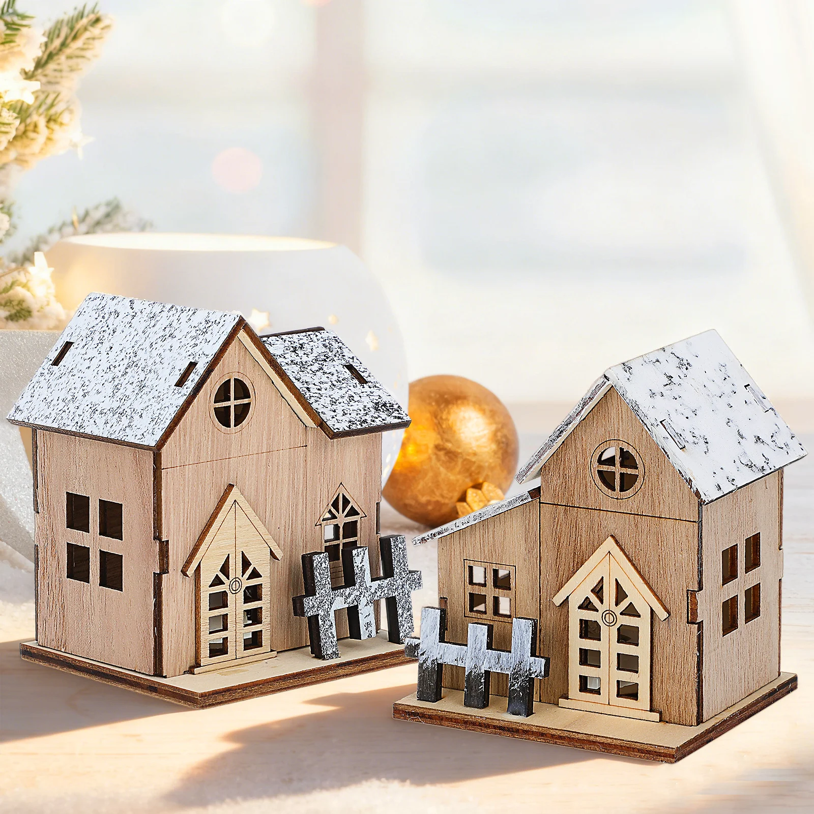 

2 Pcs Farmhouse Tabletop Decor Christmas Decorations Cabin Light Atmosphere Lights Home Accessory Wall