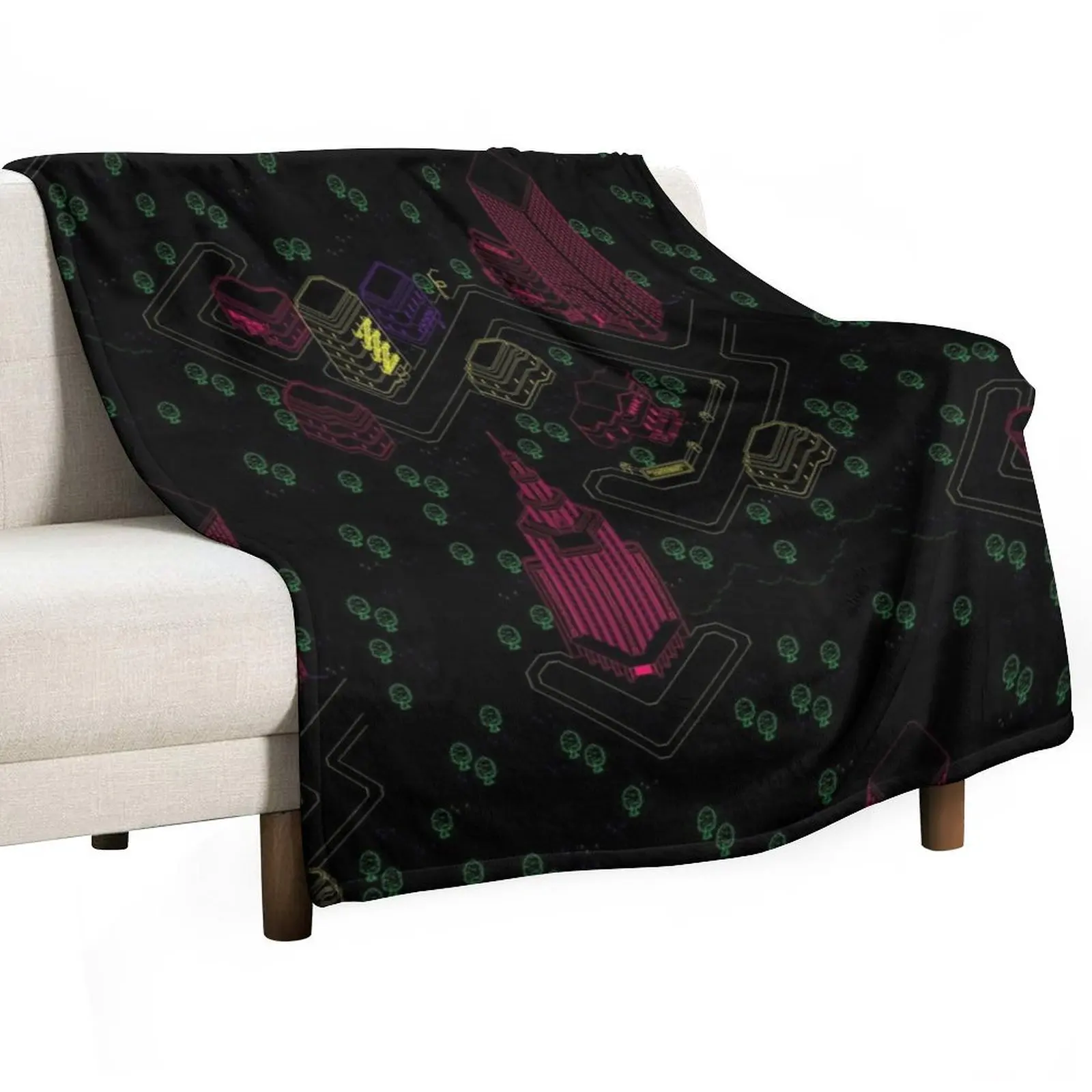 

Earthbound - Moonside Full Map Throw Blanket Single blankets ands Travel Large Blankets