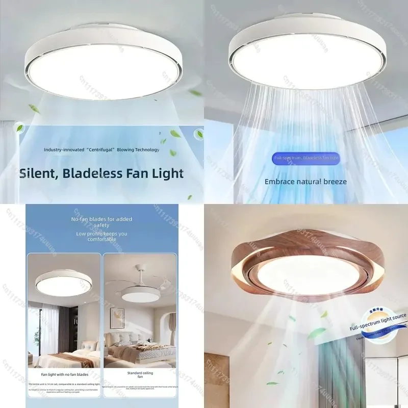 Minimalist Bladeless Ceiling Fan Light Invisible Design Ventilation Lamp for Bedroom Dining Room Home Decor