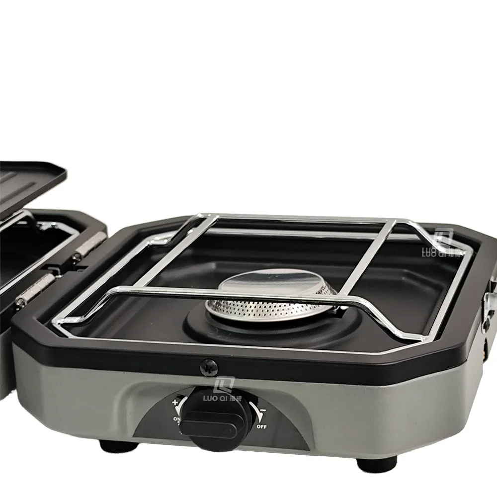 Niestandardowy składany mały piec na propan i butan z podwójnym płomieniem Gotowanie na świeżym powietrzu 2-palnikowa przenośna kuchenka gazowa kempingowa