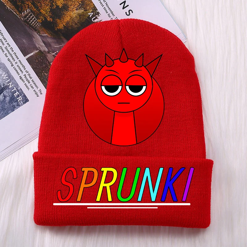 Nuovo Sprunki Cappelli lavorati a maglia per bambini Gioco di cartoni animati Figura Berretto lavorato a maglia stampato Ragazzi Inverno All'aperto Berretti di lana caldi Regalo di compleanno per bambini