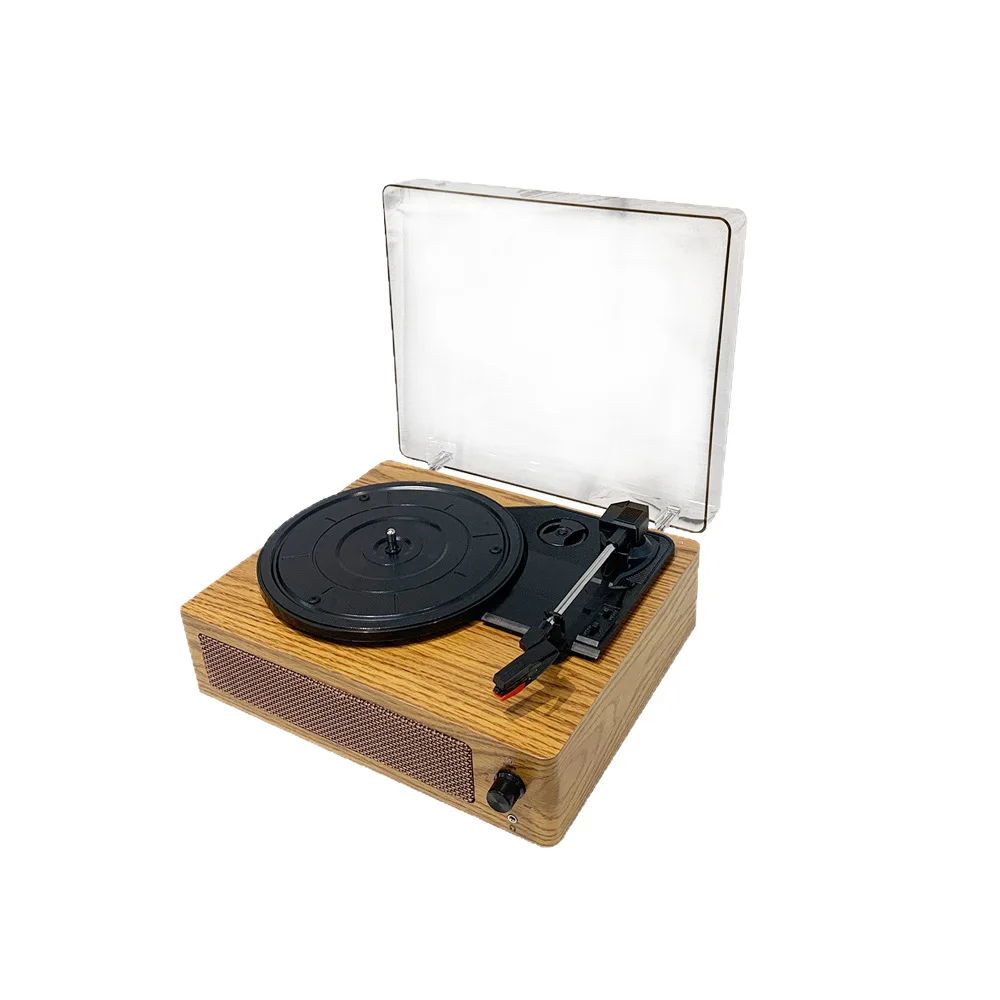 Wooden Retro Phonograph Vintage Record Player Bluetooth Stereo Vinyl Record with Cover