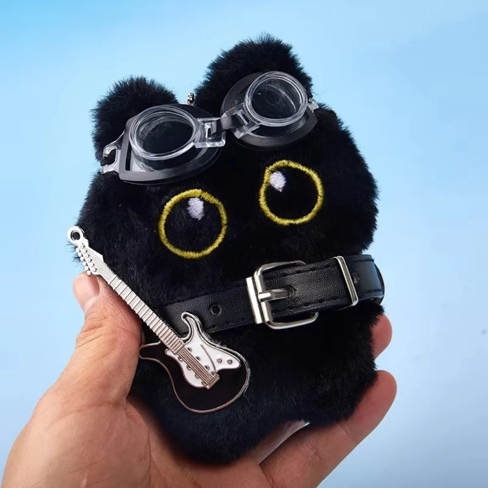 Nieuwe Draagbare Pluche Kleine Zwarte Kat Hanger Knuffels Tas Accessoires Punk Kat Pop Rugzak Decoratie Kat Sleutelhanger