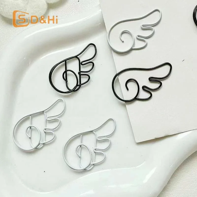 10/20/50Pcs INS Style Angel Wing Shaped Metal Paper Clips Simple Cute Pin For Student Stationery Office Decoration Supplies