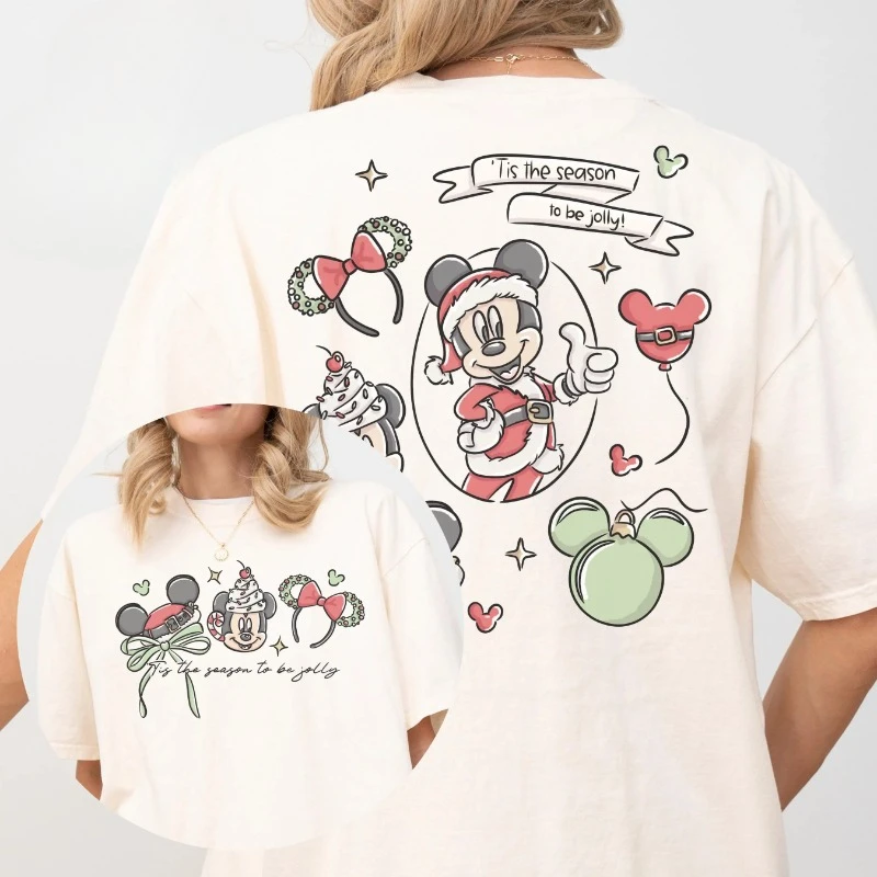 

Оригинальная женская модная свободная спортивная футболка больших размеров с принтом «Микки и счастливый сезон» Disney, новинка 2026 года, с коротким рукавом