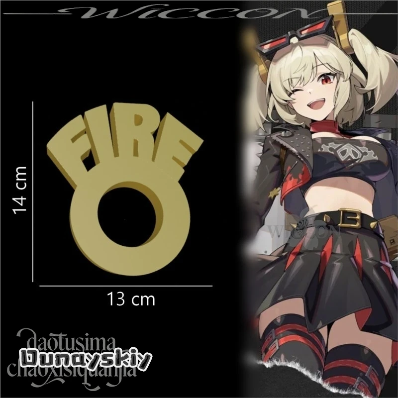 Amanda Cos*/Game Zenless Zone Zero Cosplay Burnice Whita Fire Letter Pattern Headwear Punk 3D Polylactic Acid Hair Accessory - view 5