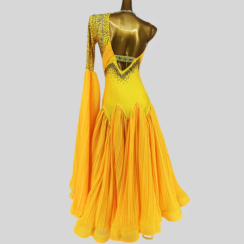 Ballroom Competition Dance Dress Adult New Yellow Standard Modern Skirt Women Professional Waltz Ballroom Dance Dresses