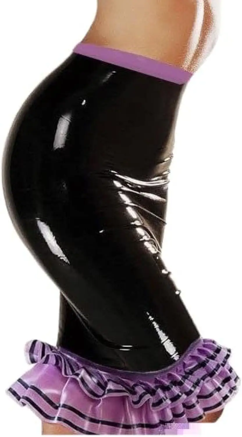 

Lady Sexy Latex Rubber Mermaid Skirt,Black-purple