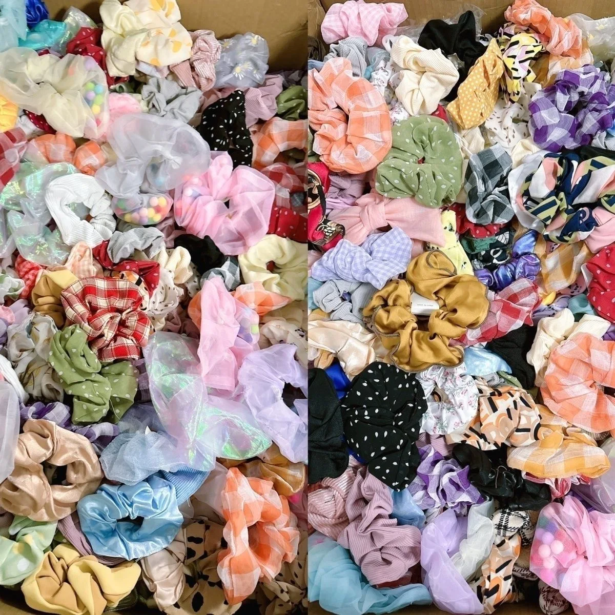 

Таинственная коробка резинок для волос, завивка с случайными резинками для волос, красочные атласные шелковые резинки для волос, эластичные резинки для волос, аксессуары для волос